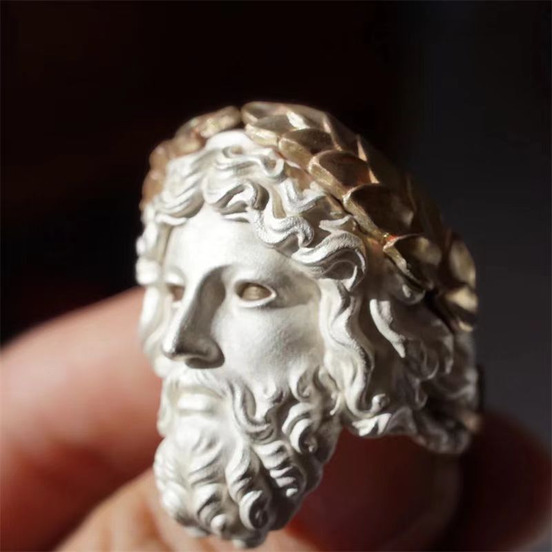 Zeus Men Accessories - Greek Mythology Zeus Ring Burning White
