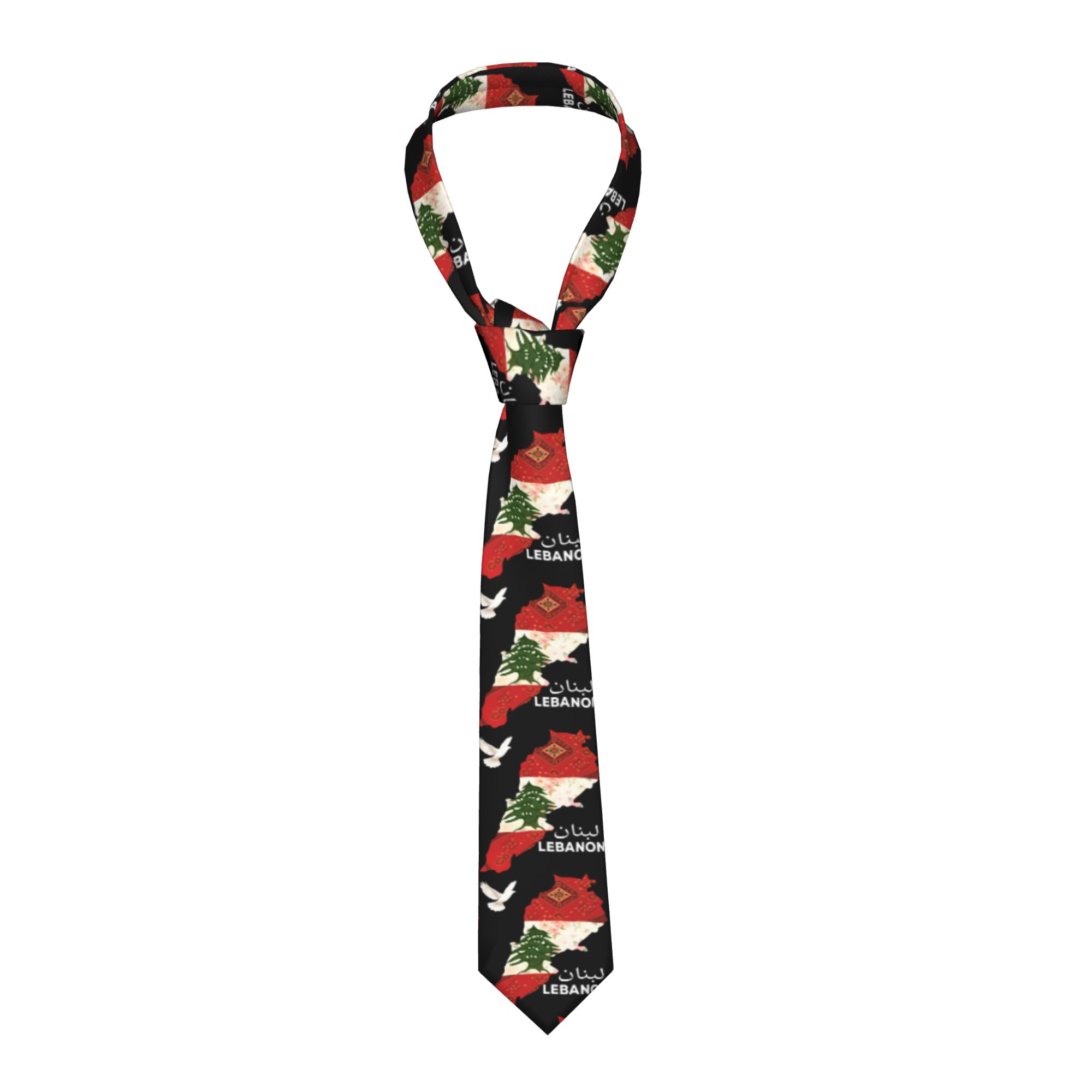 Men Accessories Lebanon - Mens Tie Lebanon Flag Tree Map