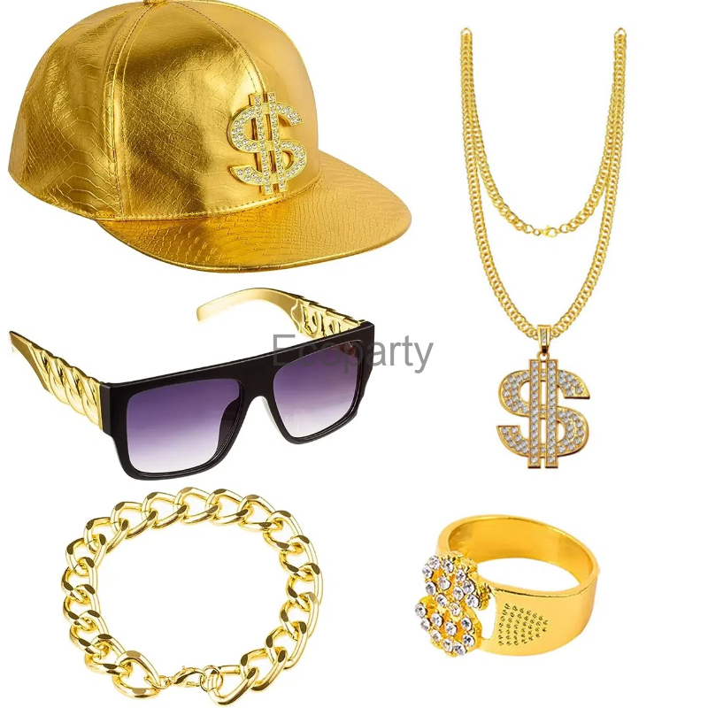 80s 90s Hip Hop Costume Access - Men Accessories Chain And Bracelet 评论和价格
