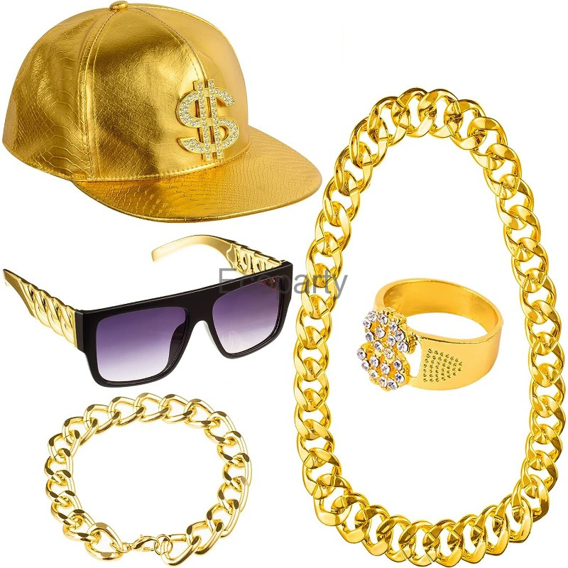 80s 90s Hip Hop Costume Access - Men Accessories Chain And Bracelet 评论和价格