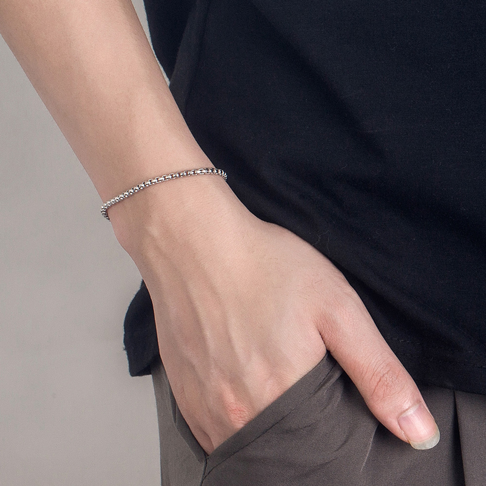 Unisex 925 Sterling Silver Cuf - Men Accessories Chain And Bracelet 评论和价格