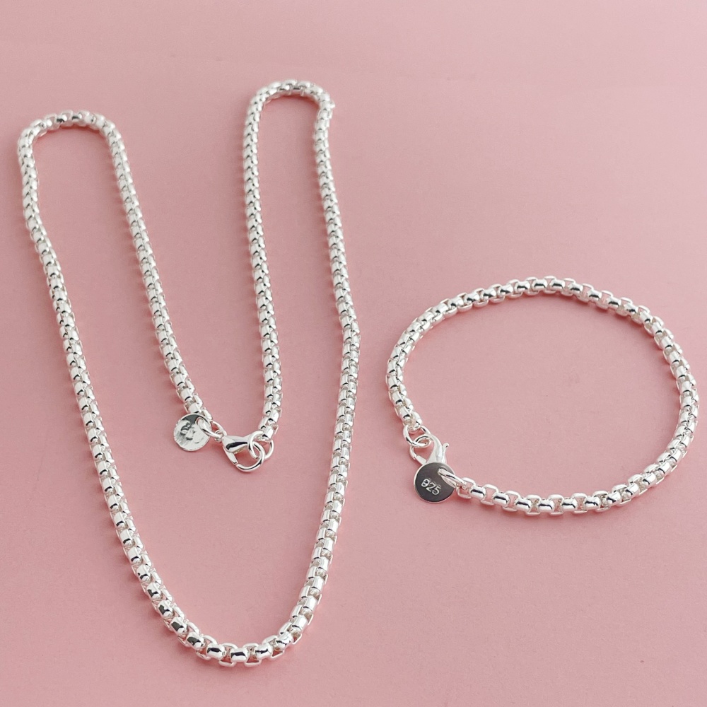 925 Sterling Silver 4mm Round  - Men Accessories Chain And Bracelet 评论和价格