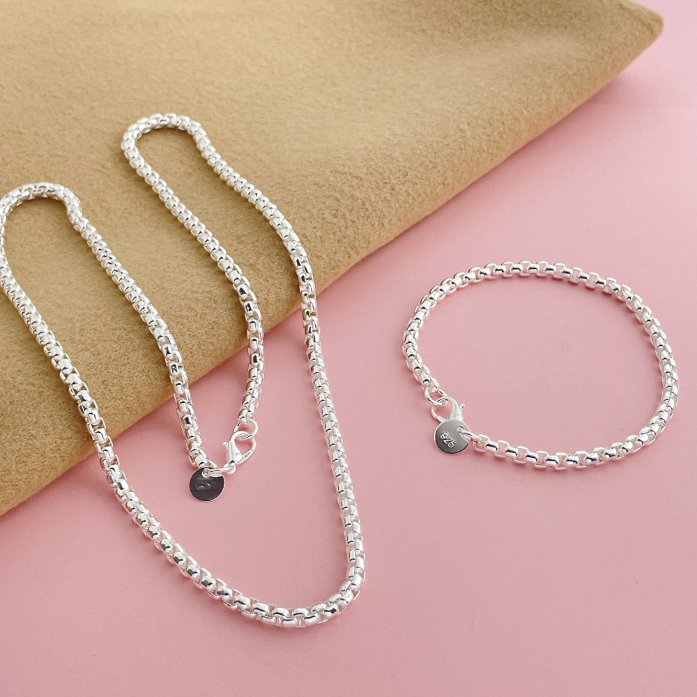 925 Sterling Silver 4mm Round  - Men Accessories Chain And Bracelet 评论和价格