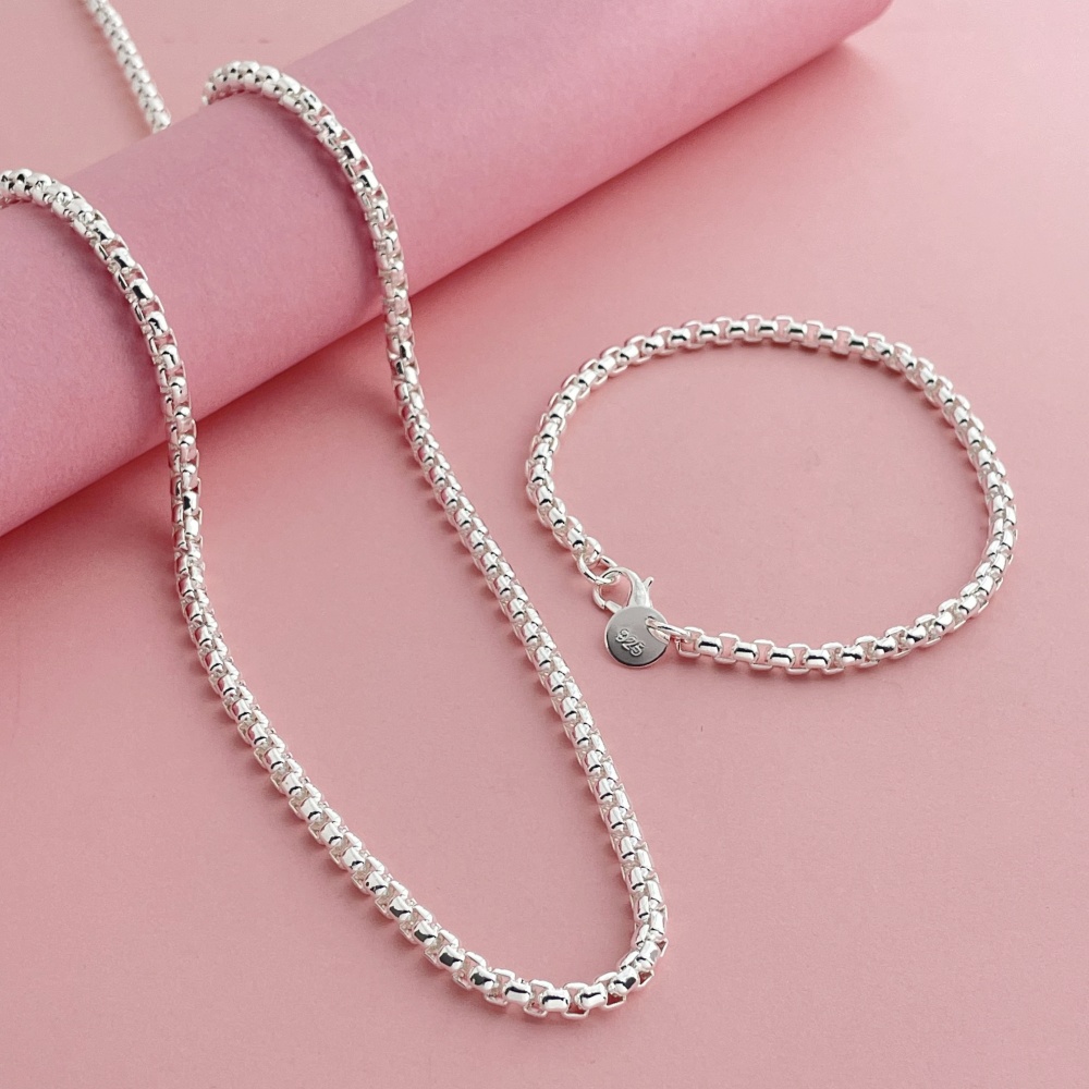 925 Sterling Silver 4mm Round  - Men Accessories Chain And Bracelet 评论和价格