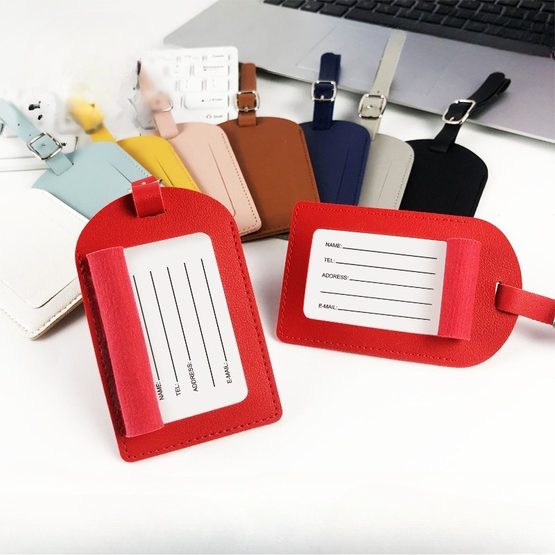 1PC PU Leather Luggage Tag Sui - Men Accessories Name 评论和价格