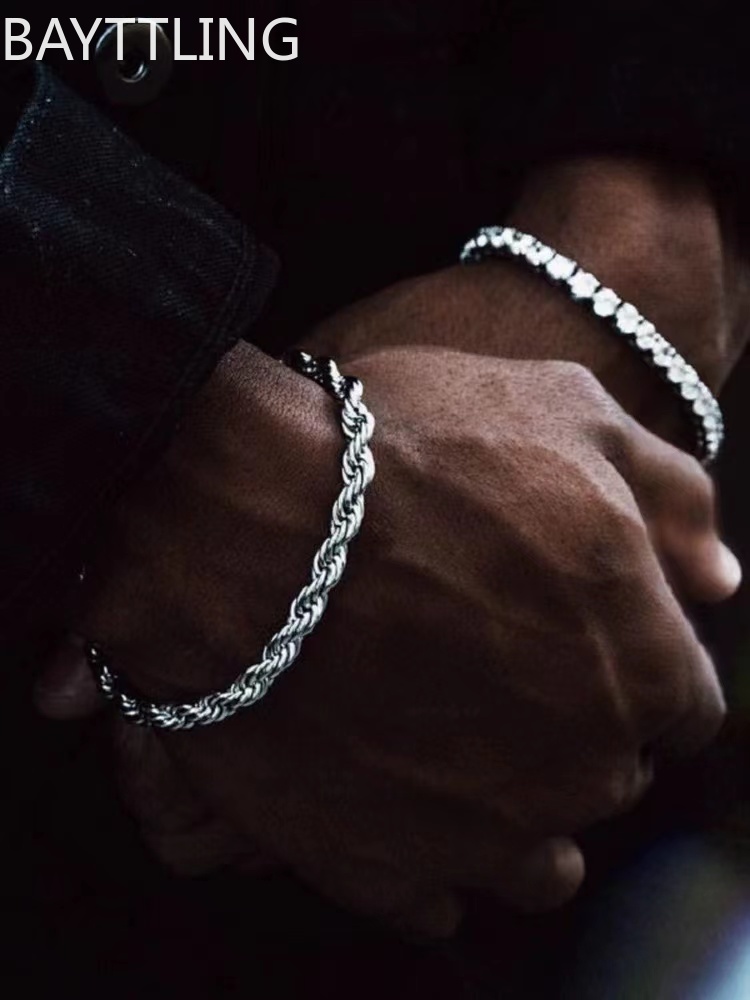 Hip-Hop Rock 925 sterling silv - Men Accessories Chain And Bracelet 评论和价格