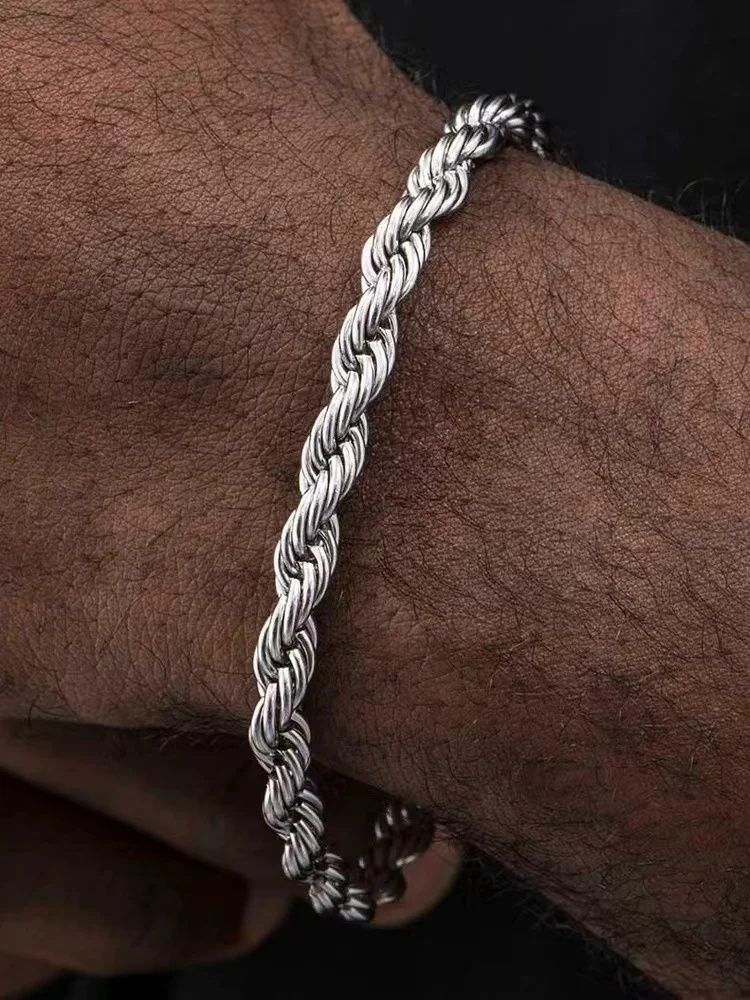 Hip-Hop Rock 925 sterling silv - Men Accessories Chain And Bracelet 评论和价格
