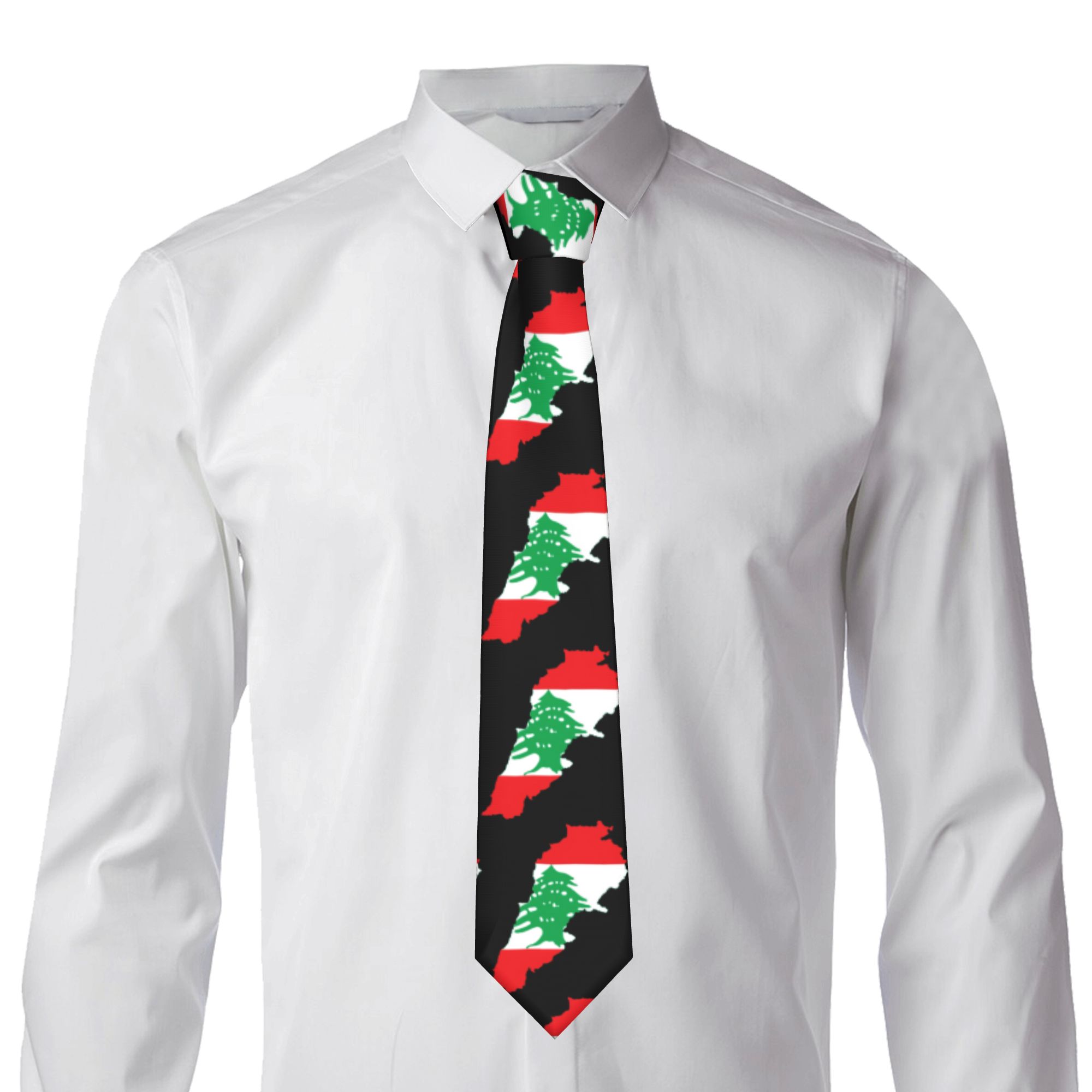 Lebanon Flag Map  Tie  Custom  - Men Accessories Lebanon 评论和价格