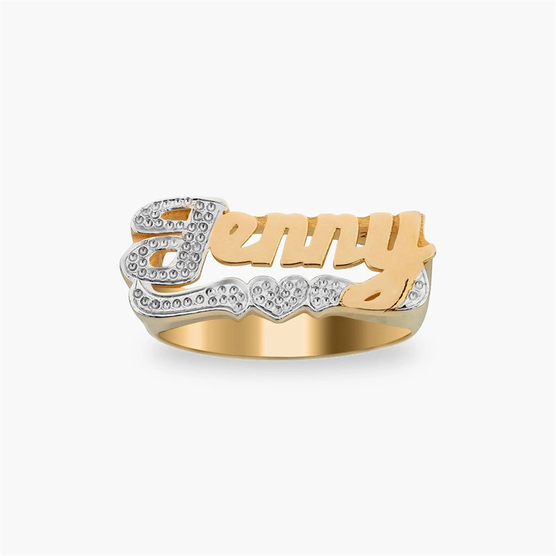 18K Gold Ring With Heart Perso - Men Accessories Name 评论和价格