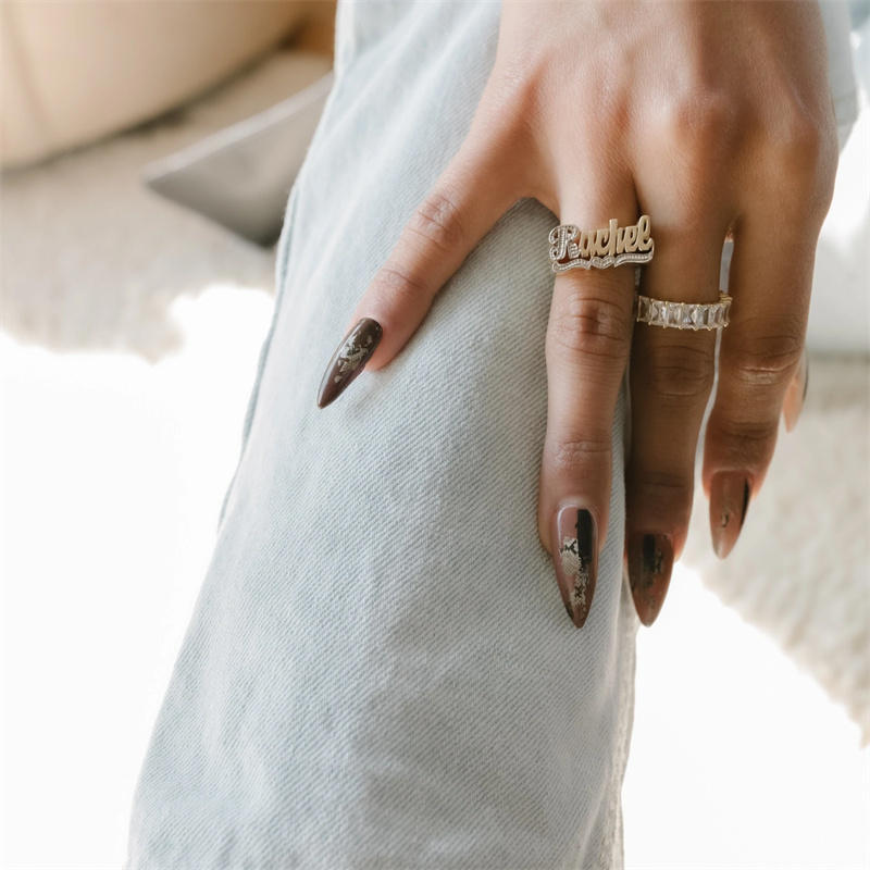 18K Gold Ring With Heart Perso - Men Accessories Name 评论和价格