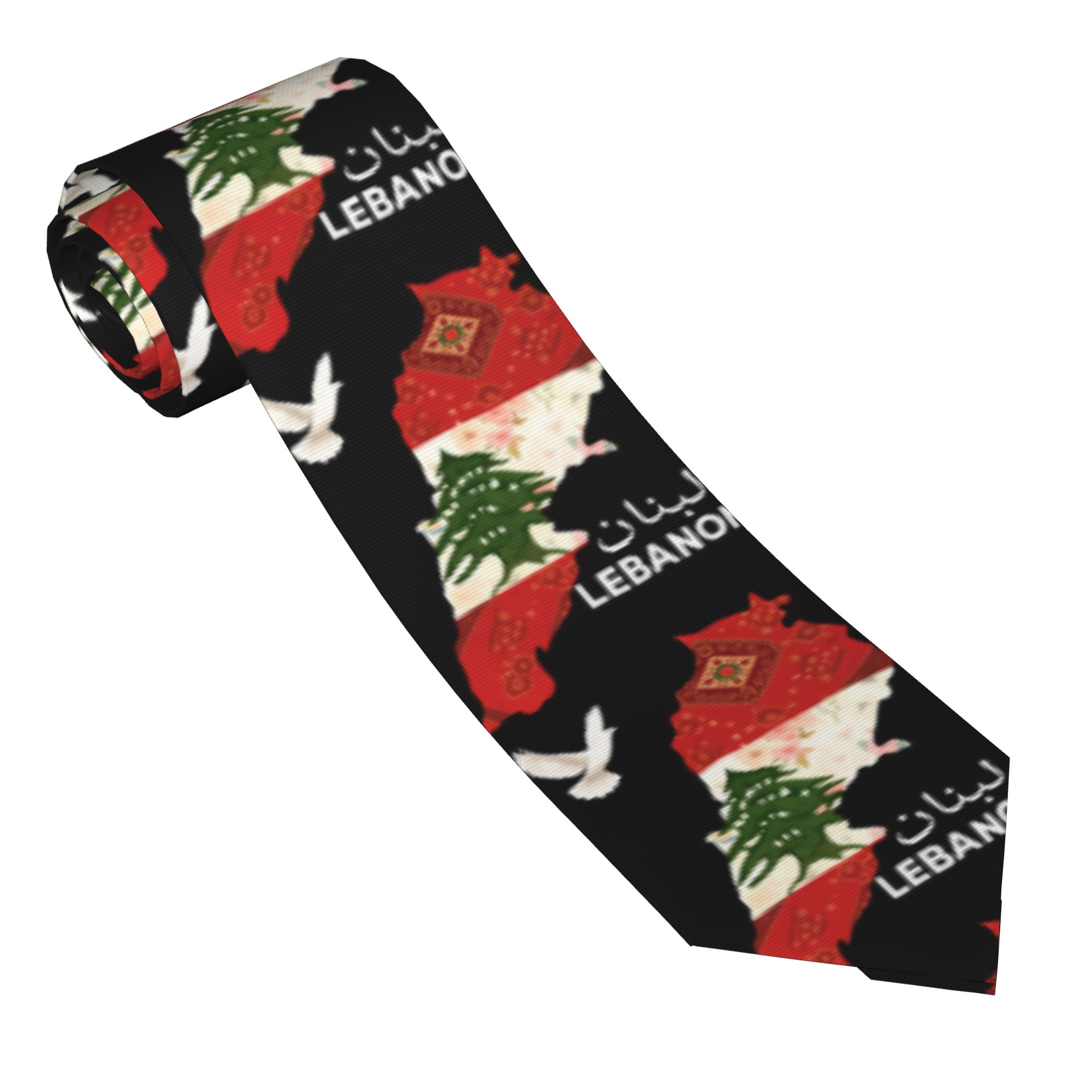 Mens Tie Lebanon Flag Tree Map - Men Accessories Lebanon 评论和价格