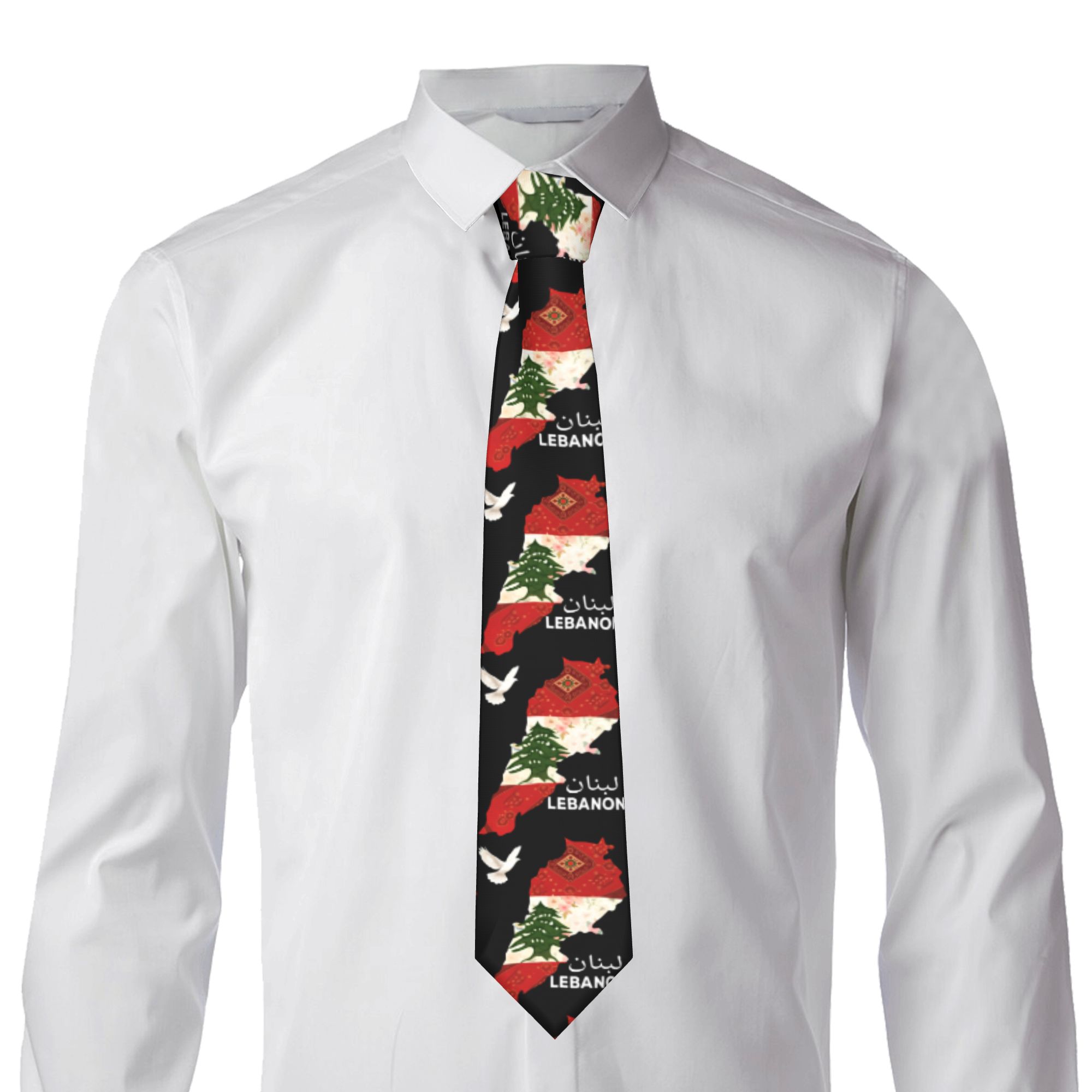 Mens Tie Lebanon Flag Tree Map - Men Accessories Lebanon 评论和价格