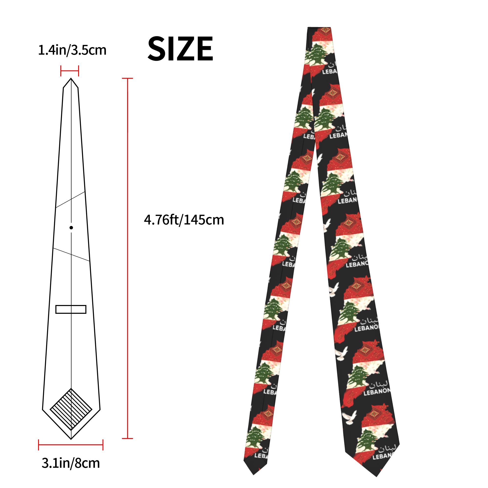 Mens Tie Lebanon Flag Tree Map - Men Accessories Lebanon 评论和价格