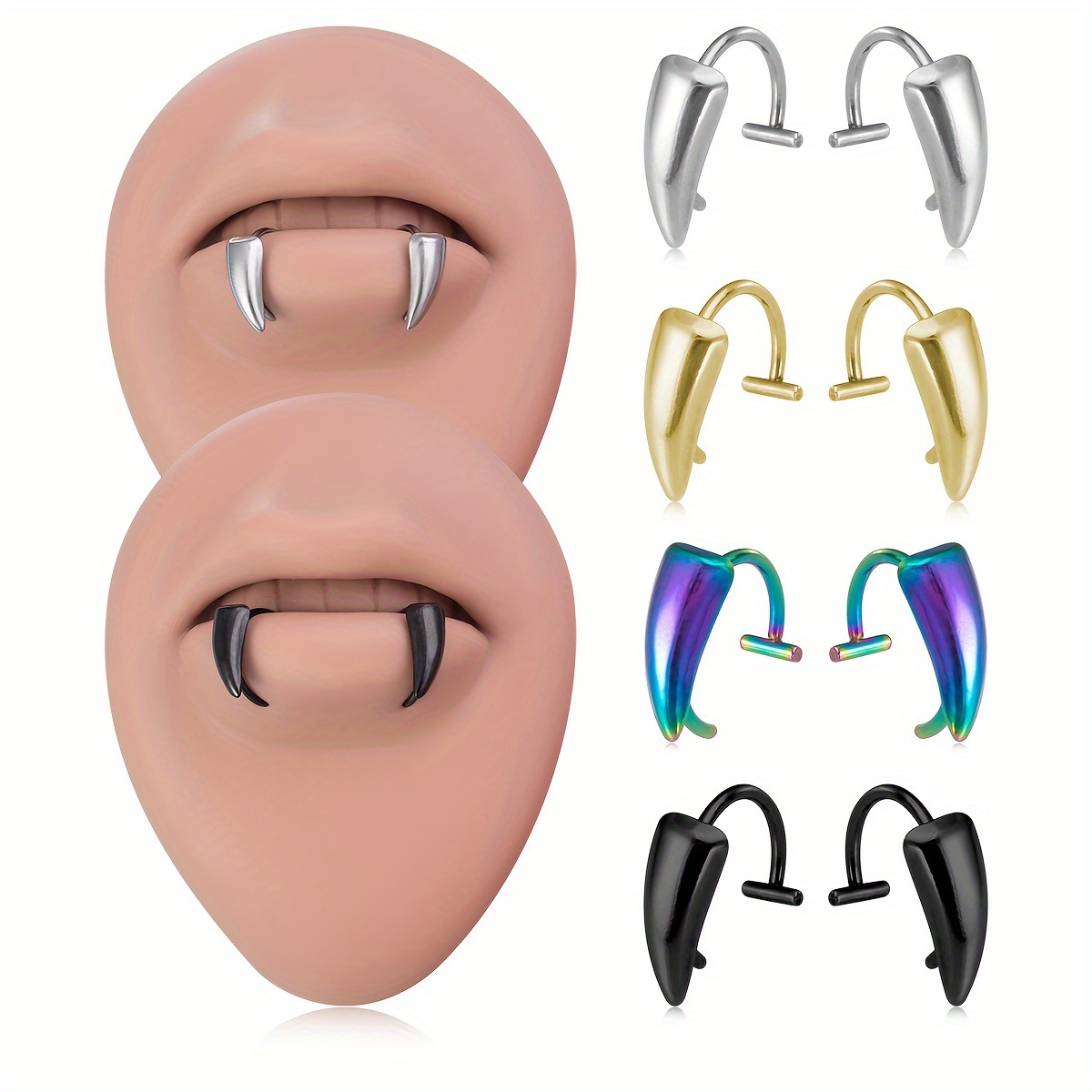 1Pair Stainless Steel Vampire  - Men'S Vampire Accessories 评论和价格