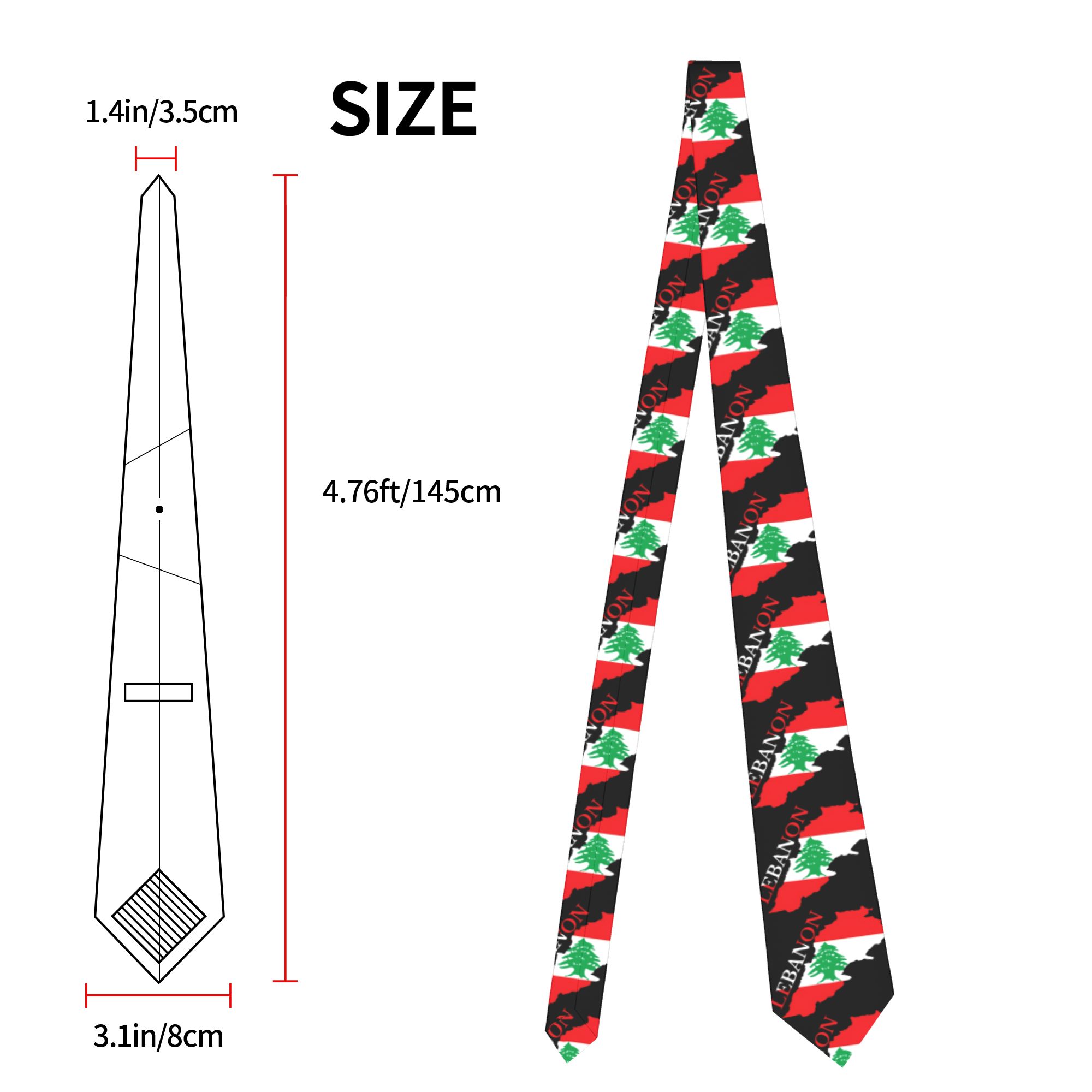Lebanon Flag Map  Tie  Cosplay - Men Accessories Lebanon 评论和价格