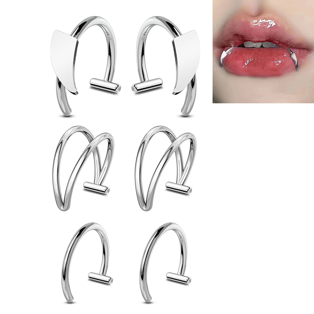 6pcs Stainless Steel Fake Lip  - Men'S Vampire Accessories 评论和价格