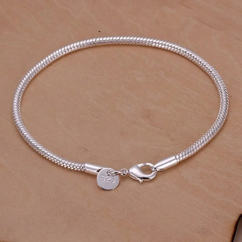 925 Silver 3MM Snake 16-23CM C - Men Accessories Chain And Bracelet 评论和价格