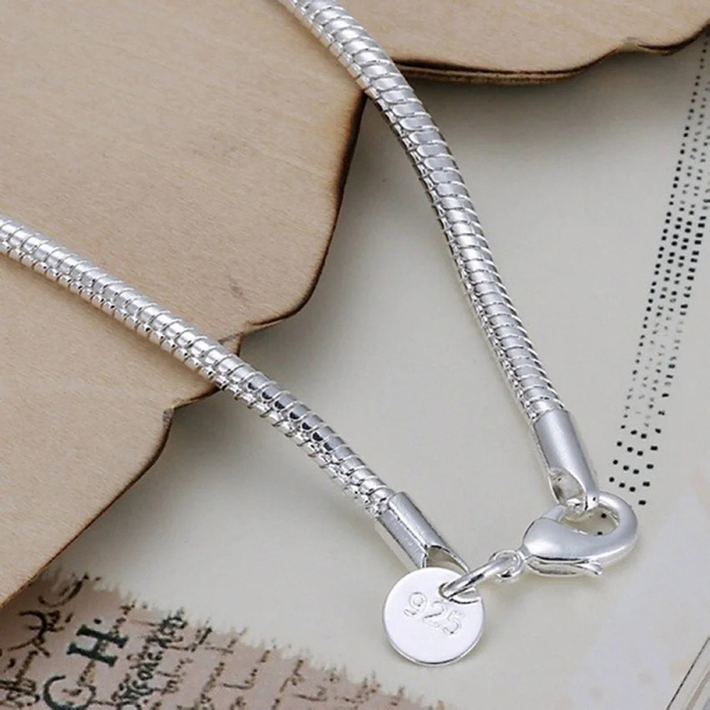 925 Silver 3MM Snake 16-23CM C - Men Accessories Chain And Bracelet 评论和价格