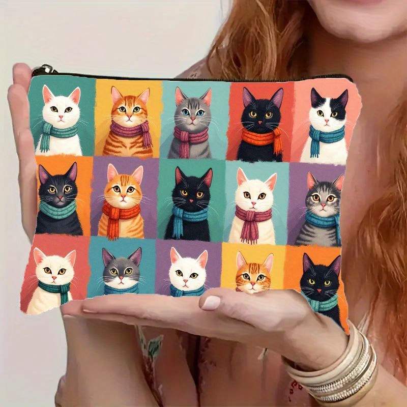 Cute Cat Print Makeup Bag, Zip - Travel Organizer Men 评论和价格