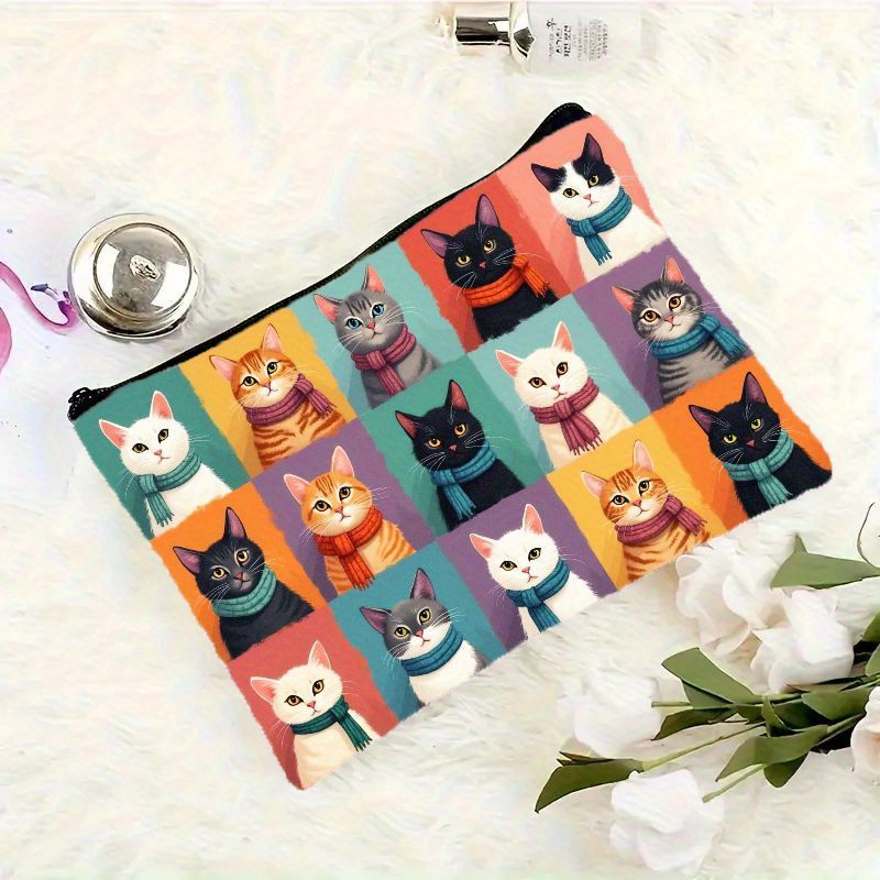 Cute Cat Print Makeup Bag, Zip - Travel Organizer Men 评论和价格